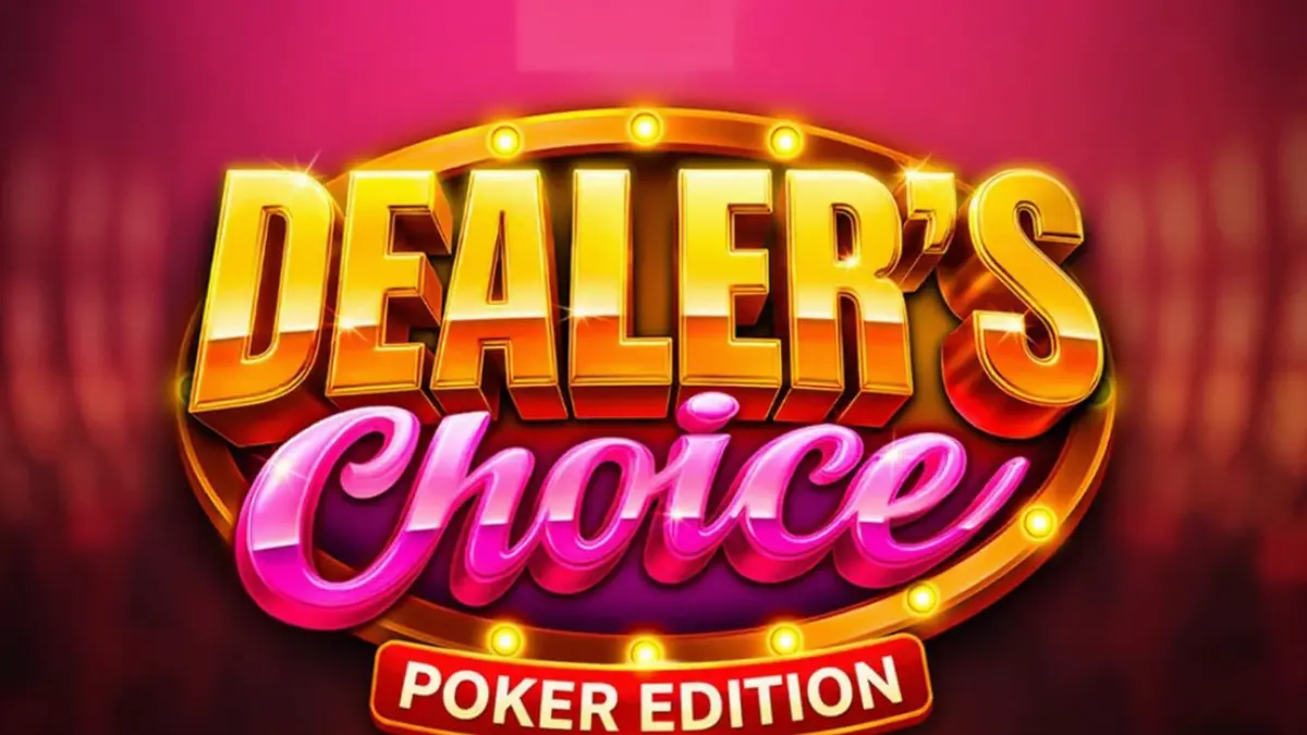 Tampilan visual meja poker hijau dan gulungan slot dalam Dealer’s Choice: Poker Edition